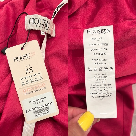 House of CB Giorgiana Hot Pink Satin Draped Mini Dress - Picture 10 of 16